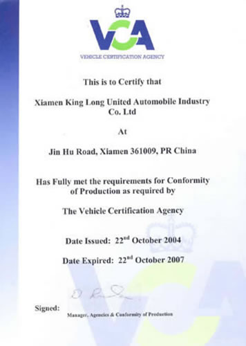 en mars 2005, king a longtemps passé la certification VCA et est devenu le premier à entrer sur le marché européen.

